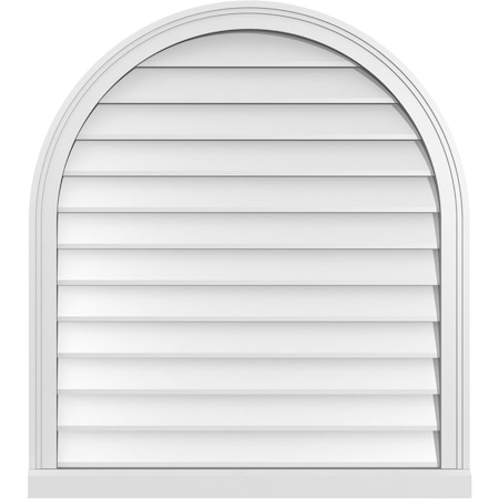 Ekena Millwork Round Top Surface Mount PVC Gable Vent w/ 2"W x 2"P Brickmould Sill Frame, 32"W x 36"H GVPRT32X3603SN